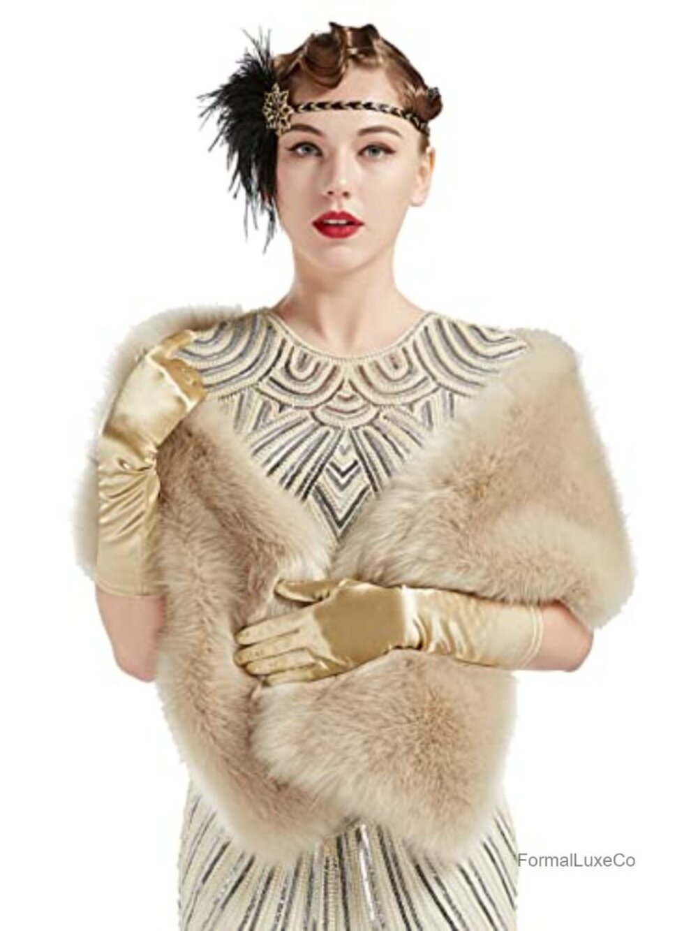 Faux Fur Collar Shawl Scarf Wrap Cape Winter Coat